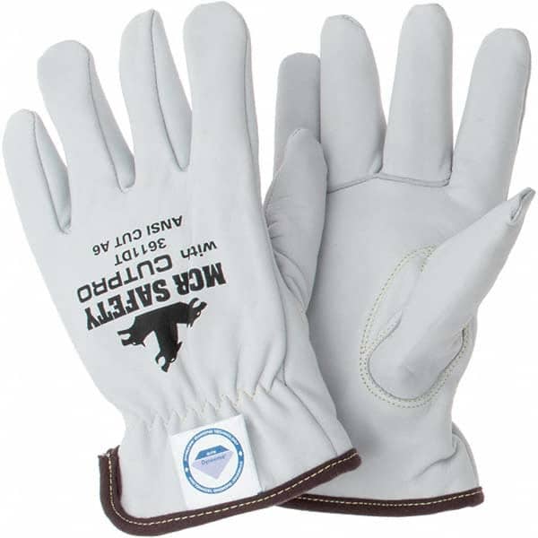 MCR Safety - Size L, ANSI Cut Lvl A4, Puncture Lvl 3, Goatskin Leather Cut Resistant Gloves - Exact Tool & Supply