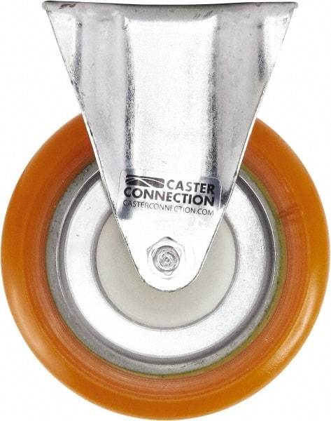 Caster Connection - 5" Diam x 1-1/4" Wide x 6-1/4" OAH Top Plate Mount Rigid Caster - Polyurethane, 450 Lb Capacity, Sealed Precision Ball Bearing, 2-3/8 x 3-5/8" Plate - Exact Tool & Supply