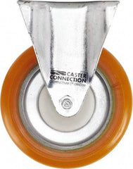 Caster Connection - 5" Diam x 1-1/4" Wide x 6-1/4" OAH Top Plate Mount Rigid Caster - Polyurethane, 450 Lb Capacity, Sealed Precision Ball Bearing, 2-3/8 x 3-5/8" Plate - Exact Tool & Supply