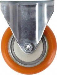Caster Connection - 4" Diam x 1-1/4" Wide x 5-1/8" OAH Top Plate Mount Rigid Caster - Polyurethane, 400 Lb Capacity, Sealed Precision Ball Bearing, 2-3/8 x 3-5/8" Plate - Exact Tool & Supply