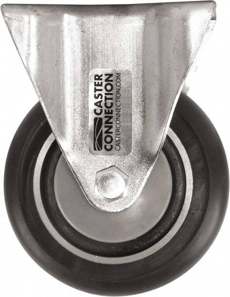 Caster Connection - 4" Diam x 1-1/4" Wide x 5-1/8" OAH Top Plate Mount Rigid Caster - Polyurethane, 400 Lb Capacity, Sealed Precision Ball Bearing, 2-3/8 x 3-5/8" Plate - Exact Tool & Supply