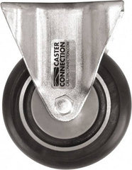Caster Connection - 4" Diam x 1-1/4" Wide x 5-1/8" OAH Top Plate Mount Rigid Caster - Polyurethane, 400 Lb Capacity, Sealed Precision Ball Bearing, 2-3/8 x 3-5/8" Plate - Exact Tool & Supply
