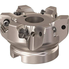 Seco - 6 Inserts, 66mm Cut Diam, 22mm Arbor Diam, 7.5mm Max Depth of Cut, Indexable Square-Shoulder Face Mill - 90° Lead Angle, 40mm High, XNEX 08 Insert Compatibility, Through Coolant, Series R220.96 - Exact Tool & Supply