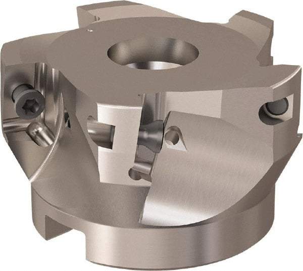Seco - 5 Inserts, 66mm Cut Diam, 27mm Arbor Diam, 17mm Max Depth of Cut, Indexable Square-Shoulder Face Mill - 90° Lead Angle, 40mm High, XO.X 12.. Insert Compatibility, Through Coolant, Series R220.69 - Exact Tool & Supply