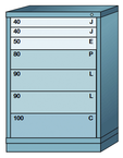 44.25 x 28.25 x 30'' (7 Drawers) - Pre-Engineered Modular Drawer Cabinet Counter Height (137 Compartments) - Exact Tool & Supply