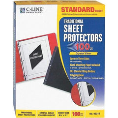 C-LINE - 100 Piece Clear Sheet Protectors-Ring Binder - 11" High x 8-1/2" Wide - Exact Tool & Supply