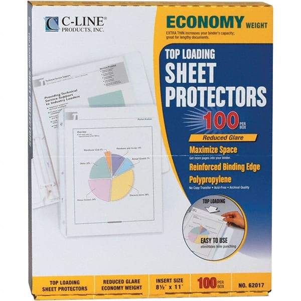 C-LINE - 100 Piece Clear Sheet Protectors-Ring Binder - 11" High x 8-1/2" Wide - Exact Tool & Supply