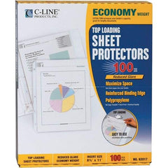 C-LINE - 100 Piece Clear Sheet Protectors-Ring Binder - 11" High x 8-1/2" Wide - Exact Tool & Supply
