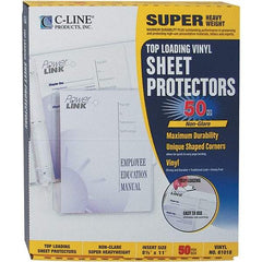 C-LINE - 50 Piece Clear Sheet Protectors-Ring Binder - 11" High x 8-1/2" Wide - Exact Tool & Supply