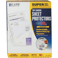 C-LINE - 50 Piece Clear Sheet Protectors-Ring Binder - 11" High x 8-1/2" Wide - Exact Tool & Supply
