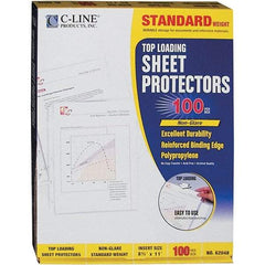 C-LINE - 100 Piece Clear Sheet Protectors-Ring Binder - 11" High x 8-1/2" Wide - Exact Tool & Supply