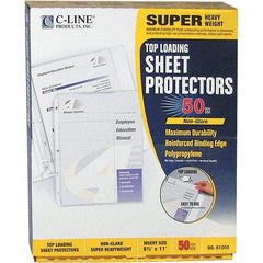 C-LINE - 50 Piece Clear Sheet Protectors-Ring Binder - 11" High x 8-1/2" Wide - Exact Tool & Supply