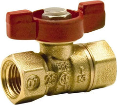 Legend Valve - 1/8" Pipe, Standard Port, Brass Standard Ball Valve - 2 Piece, FNPT x FNPT Ends, Tee Handle, 400 WOG, 125 WSP - Exact Tool & Supply