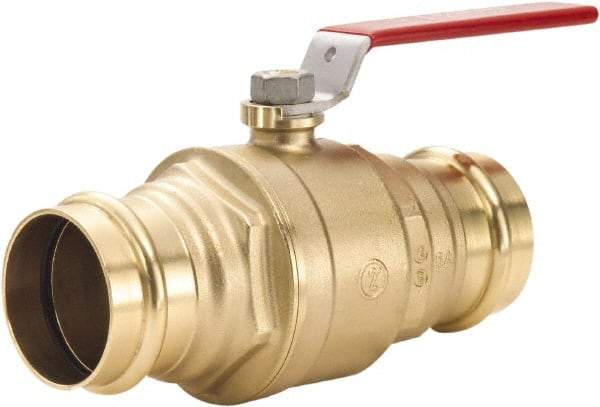 Legend Valve - 1" Pipe, Full Port, Lead Free Brass Full Port Ball Valve - 2 Piece, Press Ends, Lever Handle, 600 WOG - Exact Tool & Supply