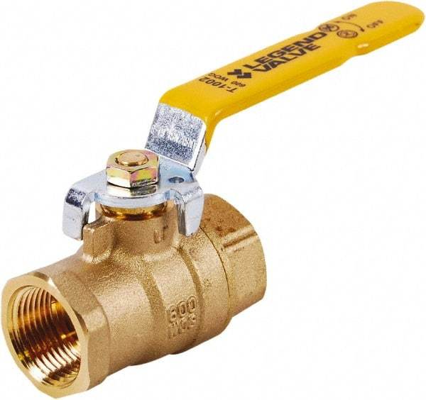 Legend Valve - 1/2" Pipe, Full Port, Brass UL, CSA, FM, NSF Approved Ball Valve - 2 Piece, FIP x FIP Ends, Lever Handle, 600 WOG, 150 WSP - Exact Tool & Supply