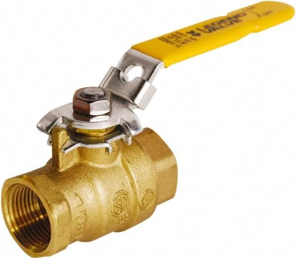 Legend Valve - 1" Pipe, Full Port, Brass Full Port Ball Valve - 2 Piece, FNPT x FNPT Ends, Locking Lever Handle, 600 WOG, 150 WSP - Exact Tool & Supply