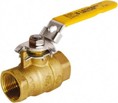Legend Valve - 1/2" Pipe, Full Port, Brass Full Port Ball Valve - 2 Piece, FNPT x FNPT Ends, Locking Lever Handle, 600 WOG, 150 WSP - Exact Tool & Supply