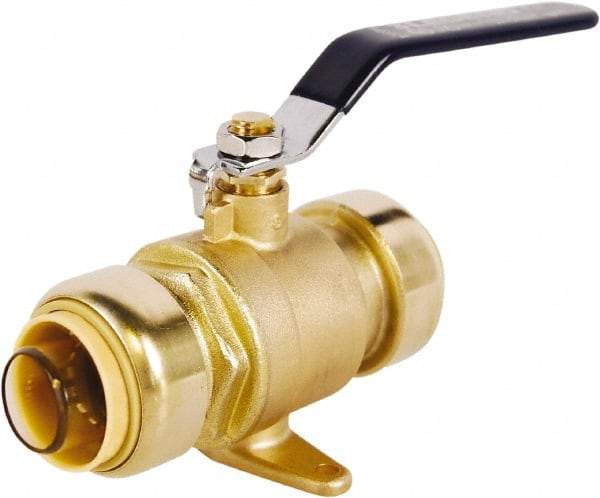 Legend Valve - 1" Pipe, Full Port, Lead Free Brass Full Port Ball Valve - 2 Piece, Push-to-Connect x Push-to-Connect x Push-to-Connect Ends, Lever Handle, 200 WOG - Exact Tool & Supply