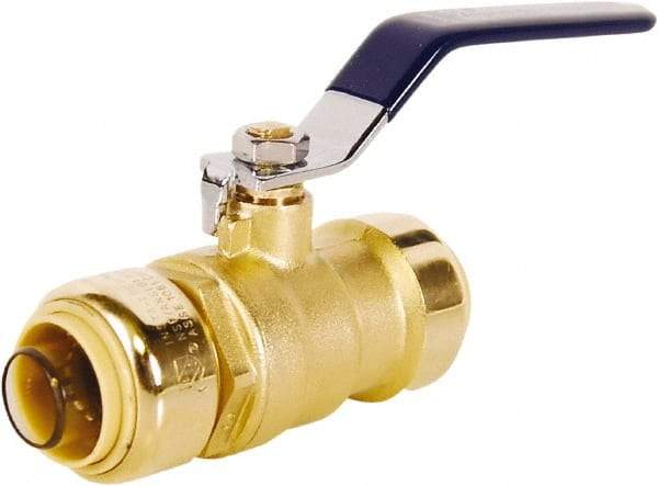 Legend Valve - 1" Pipe, Full Port, Lead Free Brass Full Port Ball Valve - 2 Piece, Push-to-Connect x FNPT Ends, Lever Handle, 200 WOG - Exact Tool & Supply
