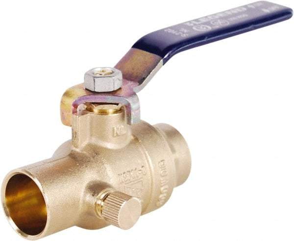 Legend Valve - 1/2" Pipe, Full Port, Lead Free Brass Full Port Ball Valve - 2 Piece, Solder x Solder Ends, Lever Handle, 600 WOG - Exact Tool & Supply