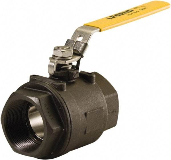 Legend Valve - 1" Pipe, Full Port, Carbon Steel Full Port Ball Valve - 2 Piece, FNPT x FNPT Ends, Locking Lever Handle, 2,000 WOG, 150 WSP - Exact Tool & Supply