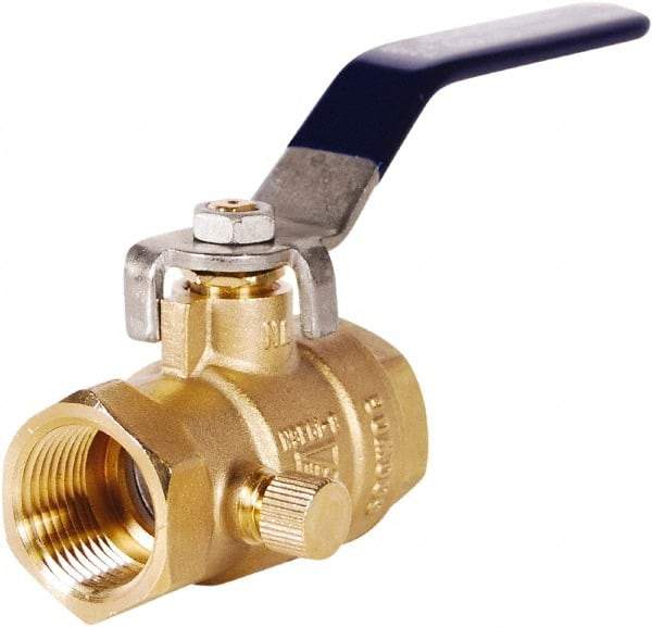 Legend Valve - 1" Pipe, Full Port, Lead Free Brass Full Port Ball Valve - 2 Piece, FNPT x FNPT Ends, Lever Handle, 600 WOG - Exact Tool & Supply