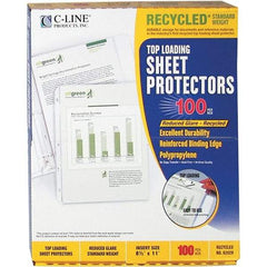 C-LINE - 100 Piece Clear Sheet Protectors-Ring Binder - 11" High x 8-1/2" Wide - Exact Tool & Supply