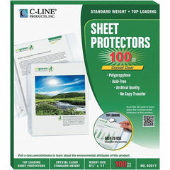 C-LINE - 100 Piece Clear Sheet Protectors-Ring Binder - 11" High x 8-1/2" Wide - Exact Tool & Supply