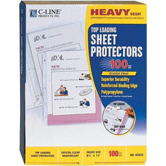 C-LINE - 100 Piece Clear Sheet Protectors-Ring Binder - 11" High x 8-1/2" Wide - Exact Tool & Supply