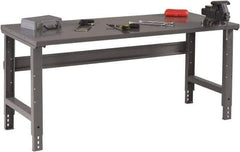 Tennsco - 60 Wide x 30" Deep x 33-1/2" High, 12 Gauge Steel Workbench - Adjustable Height Legs, Medium Gray - Exact Tool & Supply