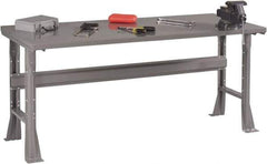 Tennsco - 60 Wide x 30" Deep x 33-1/2" High, 12 Gauge Steel Workbench - Fixed Flared Legs, Medium Gray - Exact Tool & Supply