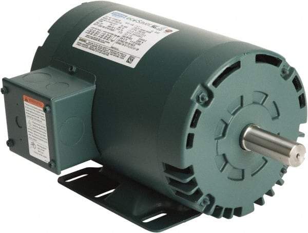 Leeson - 1 Max hp, 1,800 Max RPM, Premium Efficient Electric AC DC Motor - 230/460 V Input, Three Phase, 56HZ Frame, 7/8" Shaft Diam, Rigid Base Mount, ODP Enclosure - Exact Tool & Supply