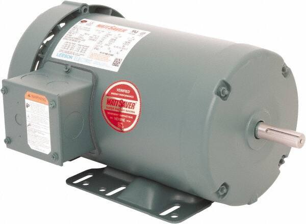 Leeson - 2 Max hp, 1,800 Max RPM, Premium Efficient Electric AC DC Motor - 230/460 V Input, Three Phase, 56H Frame, 5/8" Shaft Diam, Rigid Base Mount, TEFC Enclosure - Exact Tool & Supply