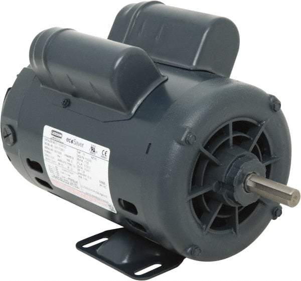 Leeson - 3/4 Max hp, 1,800 Max RPM, Premium Efficient Electric AC DC Motor - 115/230 V Input, Single Phase, 56 Frame, 5/8" Shaft Diam, Rigid Base Mount, ODP Enclosure - Exact Tool & Supply