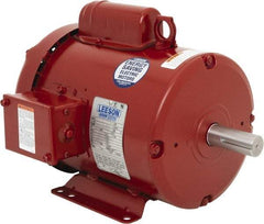 Leeson - 2 Max hp, 1,800 Max RPM, Electric AC DC Motor - 115/208-230 V Input, Single Phase, 182T Frame, 1-1/8" Shaft Diam, Rigid Base Mount, TEFC Enclosure - Exact Tool & Supply