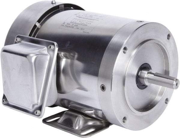 Leeson - 2 Max hp, 3,600 Max RPM, Premium Efficient Electric AC DC Motor - 230/460 V Input, Three Phase, 56HC Frame, 5/8" Shaft Diam, C-Face with Base Mount, TEFC Enclosure - Exact Tool & Supply