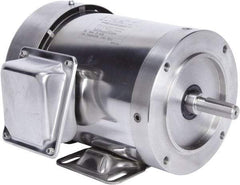 Leeson - 2 Max hp, 3,600 Max RPM, Premium Efficient Electric AC DC Motor - 230/460 V Input, Three Phase, 56HC Frame, 5/8" Shaft Diam, C-Face with Base Mount, TEFC Enclosure - Exact Tool & Supply