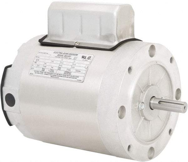 Leeson - 3/4 Max hp, 1,800 Max RPM, Electric AC DC Motor - 115/208-230 V Input, Single Phase, 56C Frame, 5/8" Shaft Diam, C-Face Mount, TENV Enclosure - Exact Tool & Supply