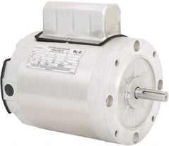 Leeson - 3/4 Max hp, 1,800 Max RPM, Electric AC DC Motor - 115/208-230 V Input, Single Phase, 56C Frame, 5/8" Shaft Diam, C-Face Mount, TENV Enclosure - Exact Tool & Supply