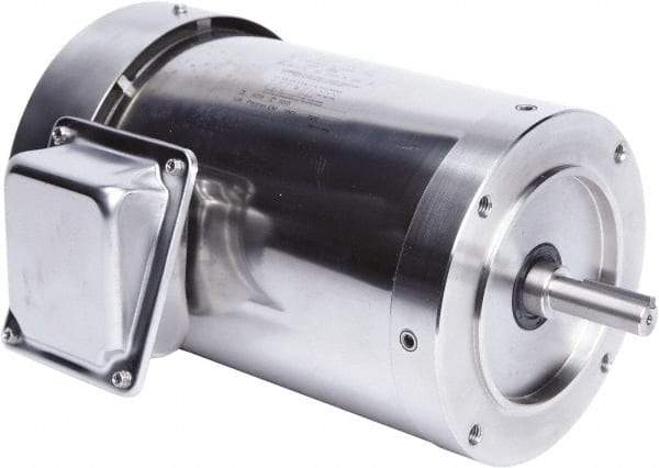Leeson - 1-1/2 Max hp, 1,800 Max RPM, Premium Efficient Electric AC DC Motor - 230/460 V Input, Three Phase, 56C Frame, 5/8" Shaft Diam, C-Face Mount, TEFC Enclosure - Exact Tool & Supply
