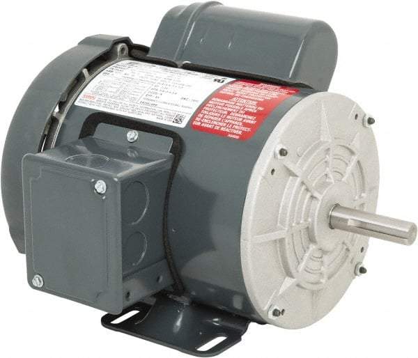 Leeson - 1/3 Max hp, 1,800 Max RPM, Electric AC DC Motor - 115/208-230 V Input, Single Phase, 56 Frame, 5/8" Shaft Diam, Rigid Base Mount, TEFC Enclosure - Exact Tool & Supply