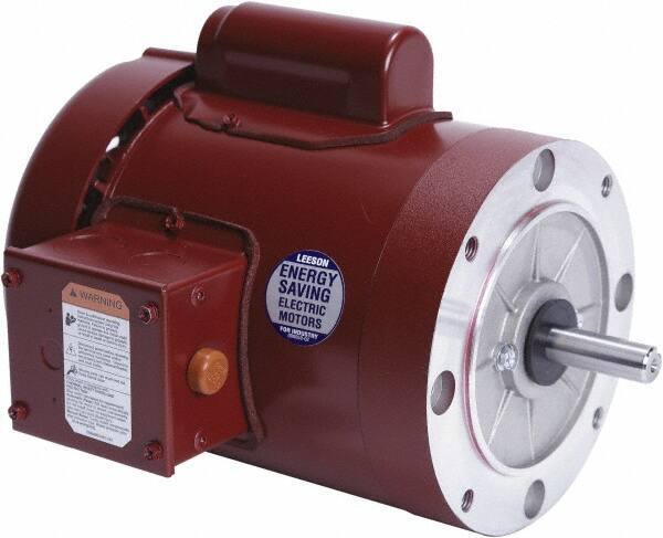 Leeson - 1 Max hp, 1,800 Max RPM, Electric AC DC Motor - 115/208-230 V Input, Single Phase, 56C Frame, 5/8" Shaft Diam, C-Face Mount, TEFC Enclosure - Exact Tool & Supply