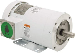 Leeson - 3 Max hp, 3,600 Max RPM, Premium Efficient Electric AC DC Motor - 230/460 V Input, Three Phase, 145TC Frame, 7/8" Shaft Diam, C-Face with Base Mount, TEFC Enclosure - Exact Tool & Supply