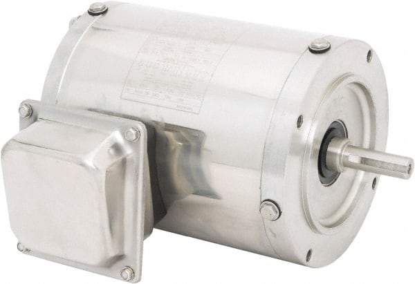 Leeson - 1/2 Max hp, 1,800 Max RPM, Electric AC DC Motor - 230/460 V Input, Three Phase, 56C Frame, 5/8" Shaft Diam, C-Face Mount, TENV Enclosure - Exact Tool & Supply