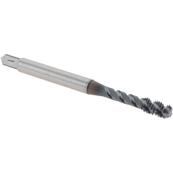 OSG - #6-32 UNC, 3 Flute, 45° Helix, Bottoming Chamfer, V Finish, High Speed Steel Spiral Flute STI Tap - Right Hand Flute, 2-3/8" OAL, 0.194" Shank Diam, 7/8" Thread Length, 2B Class of Fit, Series 302 - Exact Tool & Supply
