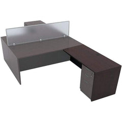 ALERA - Woodgrain Laminate Return/Bridge Shell Desk - 47-1/4" Wide x 23-5/8" Deep x 29-5/8" High, Mahogany - Exact Tool & Supply