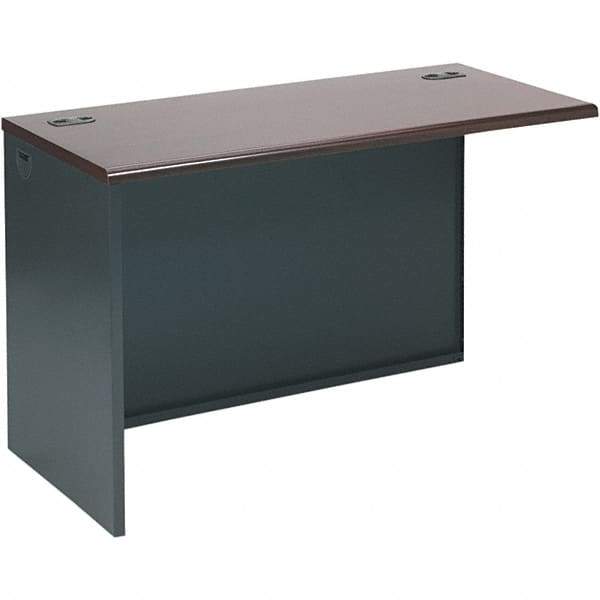Hon - Steel-Reinforced High-Pressure Laminate Return/Bridge Shell Desk - 48" Wide x 24" Deep x 29-1/2" High, Mahogany/Charcoal - Exact Tool & Supply