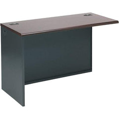 Hon - Steel-Reinforced High-Pressure Laminate Return/Bridge Shell Desk - 48" Wide x 24" Deep x 29-1/2" High, Mahogany/Charcoal - Exact Tool & Supply