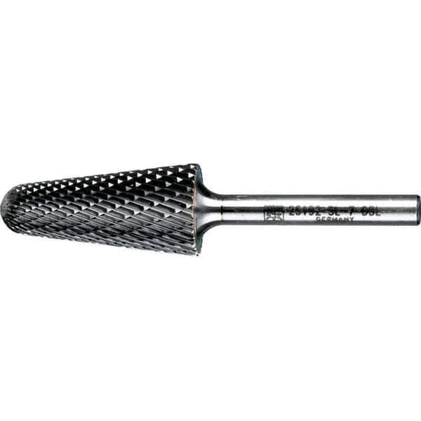 PFERD - 3/4" Cut Diam, 1/4" Shank Diam, 14° Taper Head Double Cut Burr - Tungsten Carbide, 1-1/2" LOC, 3-7/16" OAL - Exact Tool & Supply