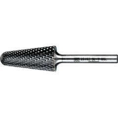 PFERD - 3/4" Cut Diam, 1/4" Shank Diam, 14° Taper Head Double Cut Burr - Tungsten Carbide, 1-1/2" LOC, 3-7/16" OAL - Exact Tool & Supply